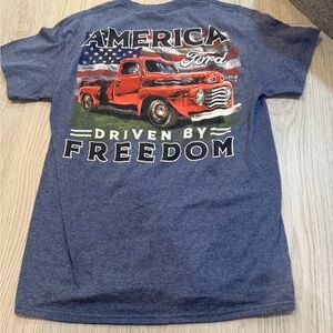 Ford Blue T-Shirt with Red Truck and Flag
